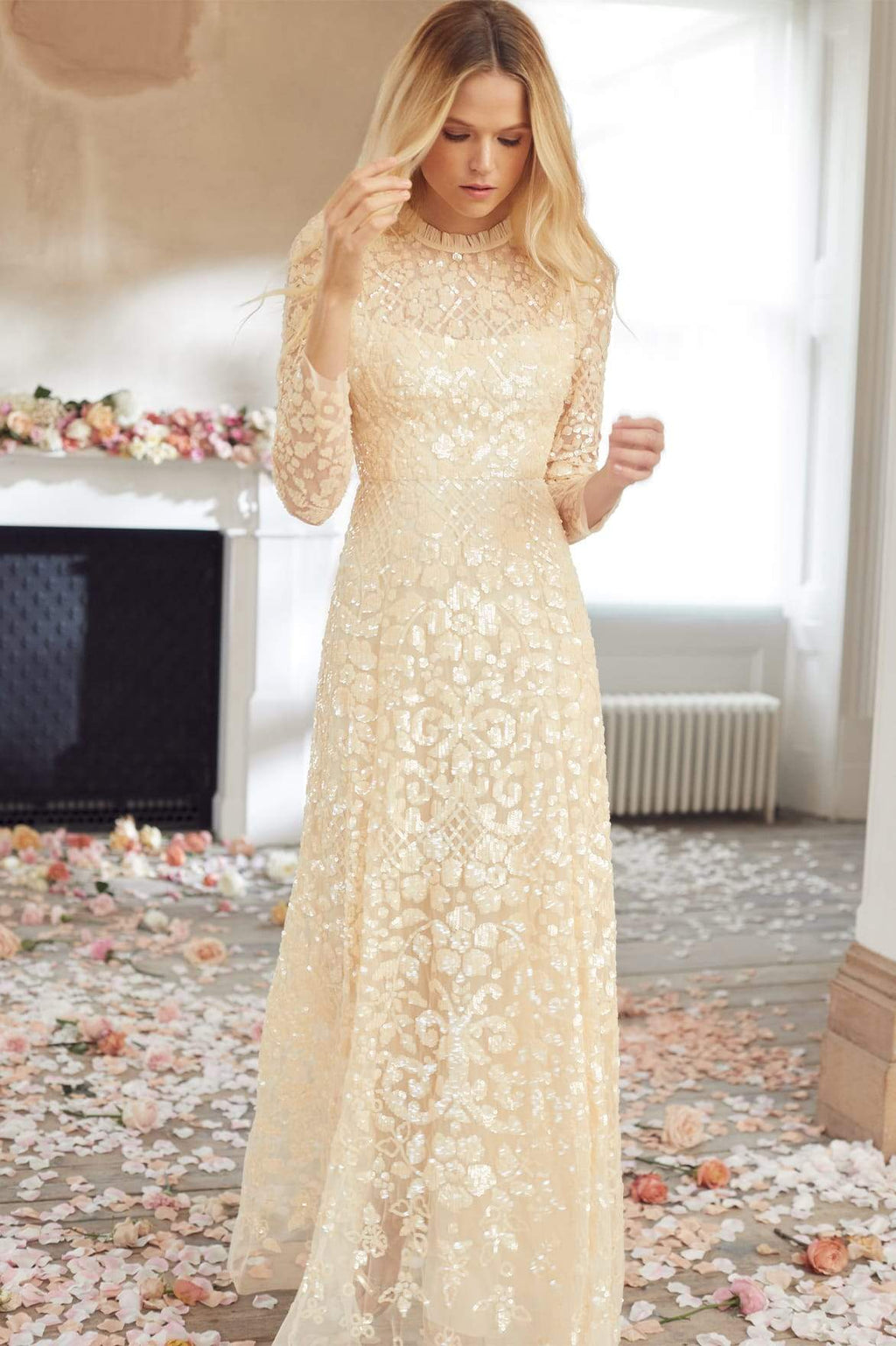 Aurelia Long Sleeve Gown – Champagne ...